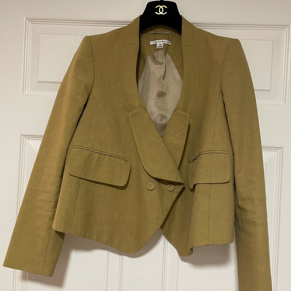 Carven Drop Collar Double-breasted Blazer Jacket. Size 38.